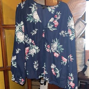Blue floral blouse